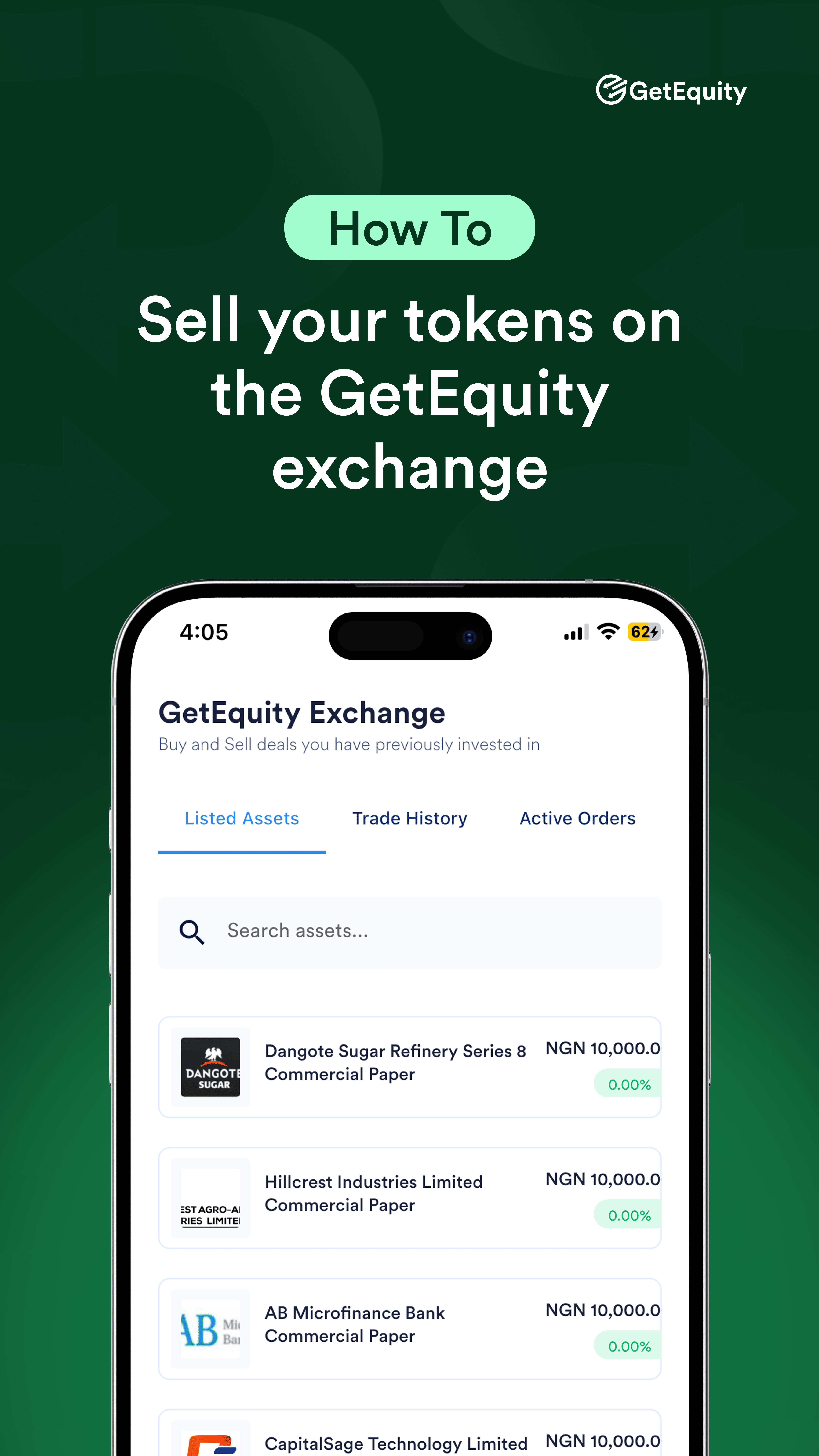 How to sell your tokens on the GetEquity exchange